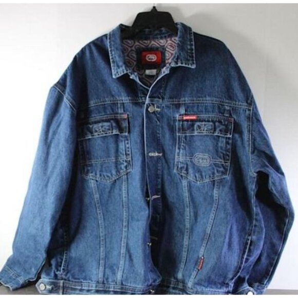 Ecko Unltd. Mens‎ XXL Denim Jacket 100% Cotton Blue - Picture 1 of 5